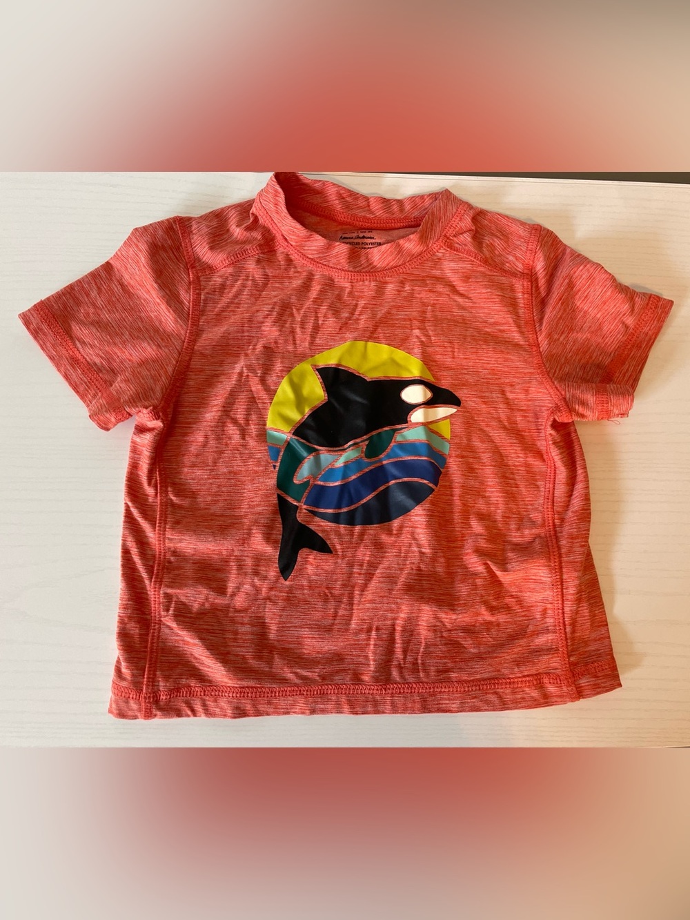 Hanna Andersson Coral Heather Short Sleeve Tee with Orca Graphic